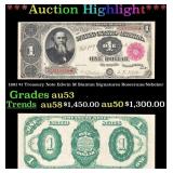 1891 $1 Treasury Note Edwin M Stanton Grades au53