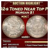 1902-s Morgan Dollar Toned Near Top Pop! $1 ms66+
