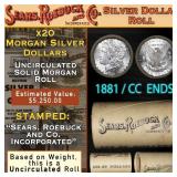 112- SEARS 20 Coin UNC Morgan Roll With CC End 188