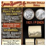 19- Circ Peace SEARS Roll 10 Coin Silver Dollars $
