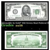1928 $50 Green Seal Federal Reserve Note 'Redeemab