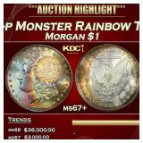 1885-p Morgan Dollar Monster Rainbow Toned $1 ms67