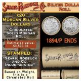 64- 20 SEARS Circ Morgan Dollar $1 Roll Silver 189