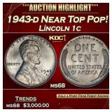1943-d Lincoln Cent Near Top Pop! 1c ms68 SEGS