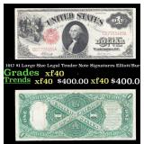 1917 $1 Large Size Legal Tender Note Grades xf40 S