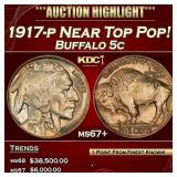 1917-p Buffalo Nickel Near Top Pop! 5c ms67+ SEGS