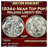 1934-d Walking Liberty Half Dollar Near Top Pop! 5