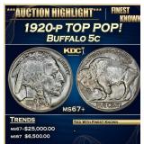 1920-p Buffalo Nickel TOP POP! 5c ms67+ SEGS