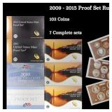 2009-2015 Proof Set Run 102 Coins 7 Complete Sets