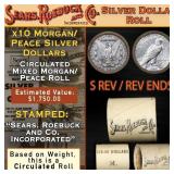 91- 10 Coin Mixed Morgan/Peace SEARS Circ Dollar $