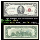 1966 $100 Red Seal United States Note Grades xf45