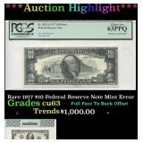 PCGS Rare 1977 $10 Federal Reserve Note Mint Error
