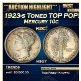 1923-s Mercury Dime Toned TOP POP! 10c ms67 SEGS
