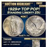 1929-p Standing Liberty Quarter TOP POP! 25c ms67+