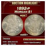 1892-p Morgan Dollar $1 ms65+ SEGS