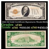 1928 $10 Gold Certificate Signatures Woods/Mellon