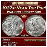 1937-p Walking Liberty Half Dollar Near Top Pop! 5