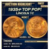 1935-p Lincoln Cent TOP POP! 1c ms68+ rd SEGS