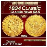 1834 Classic Gold Classic Head Quarter Eagle $2 1/