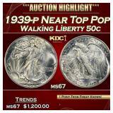 1939-p Walking Liberty Half Dollar Near Top Pop! 5