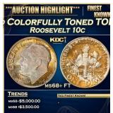 1948-d Roosevelt Dime Colorfully Toned TOP POP! 10