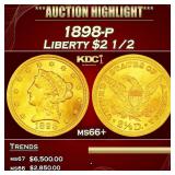 1898-p Gold Liberty Quarter Eagle $2 1/2 ms66+ SEG