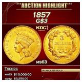 1857 Three Dollar Gold 3 ms63 USCG