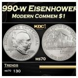 1990-w Eisenhower Modern Commem Dollar $1 ms70 SEG