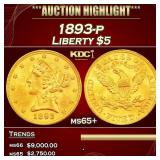 1893-p Gold Liberty Half Eagle $5 ms65+ SEGS