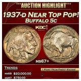 1937-d Buffalo Nickel Near Top Pop! 5c ms67+ SEGS