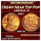 1924-p Lincoln Cent Near Top Pop! 1c ms67 rd SEGS