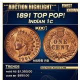 1891 Indian Cent TOP POP! 1c ms66 rb SEGS