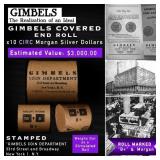 137- Rare GIMBLES Circ Morgan Dollar $1 Roll 10 Co