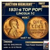 1931-s Lincoln Cent TOP POP! 1c ms67 rd SEGS