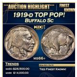 1919-d Buffalo Nickel TOP POP! 5c ms66+ SEGS