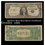 1957B $1 Blue Seal Silver Certificate Grades vf+