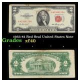 1953 $2 Red Seal United States Note Grades xf