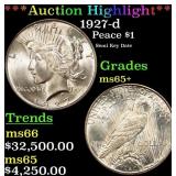 *Highlight* 1927-d Peace Dollar $1 ms65+ SEGS (fc)