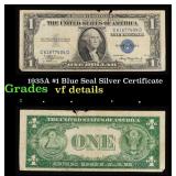 1935A $1 Blue Seal Silver Certificate Grades vf de