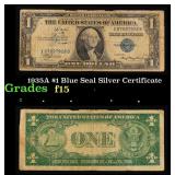 1935A $1 Blue Seal Silver Certificate Grades f+