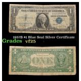 1957B $1 Blue Seal Silver Certificate Grades vf+