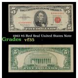 1963 $5 Red Seal United States Note Grades vf++