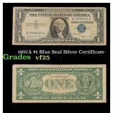 1957A $1 Blue Seal Silver Certificate Grades vf+