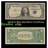 1957B $1 Blue Seal Silver Certificate Grades vf++