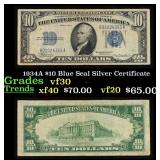 1934A $10 Blue Seal Silver Certificate Grades vf++