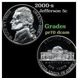 2000-s Proof Jefferson Nickel 5c Grades GEM++ Proo