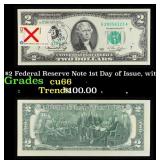 1976 $2 Federal Reserve Note 1st Day of Issue, wit