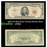 1963 $5 Red Seal United States Note Grades vf++