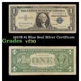1957B $1 Blue Seal Silver Certificate Grades vf++