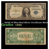 1935G No Motto $1 Blue Seal Silver Certificate Gra